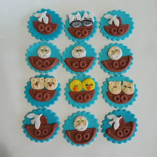 10 Apliques de Açúcar Cupcakes 6cm Arca de Noé