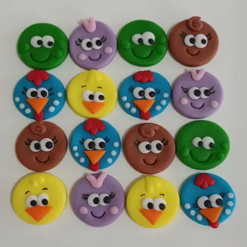 10 apliques de açúcar Doces Galinha Pintadinha - 3cm
