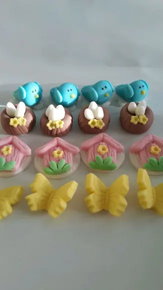10 Apliques de açúcar doces 3cm Jardim Encantado