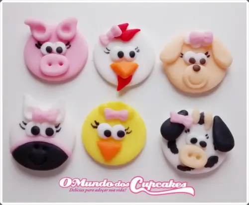 10 apliques de açúcar Docinhos 3cm Fazendinha