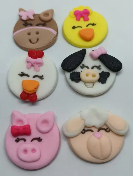 10 apliques de açúcar Docinhos 3cm Fazendinha
