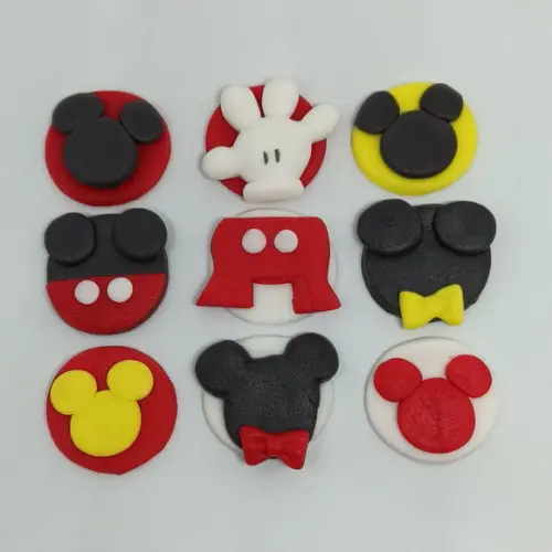 10 Apliques de Açúcar Mickey 3cm para Doces