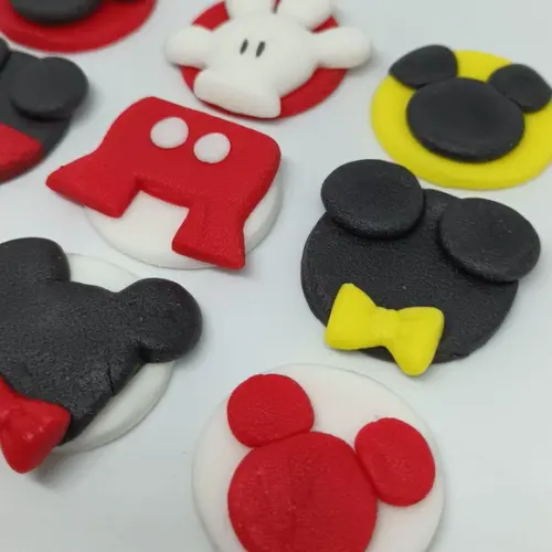 10 Apliques de Açúcar Mickey 3cm para Doces