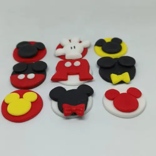 10 Apliques de Açúcar Mickey 3cm para Doces