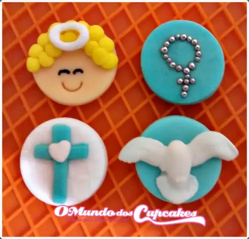 10 apliques de açúcar para docinhos Batizado 3 cm