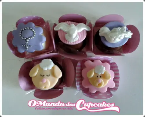 10 apliques de açúcar para docinhos Batizado 3 cm