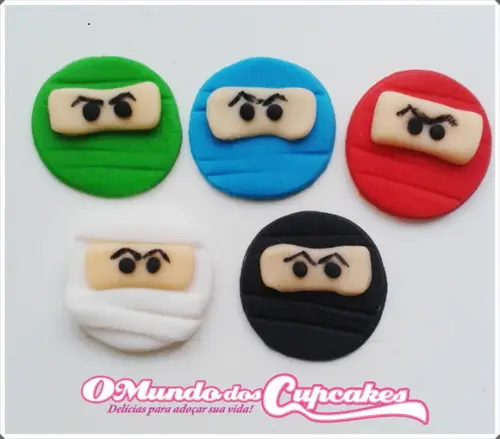 10 Apliques de açúcar para Docinhos Ninjago