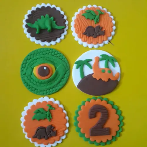 10 Apliques de açúcar Topo Cupcakes Dinossauros