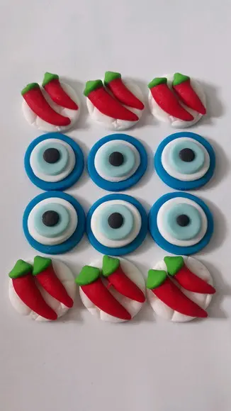 10 Apliques Docinhos Olho Grego Pimenta