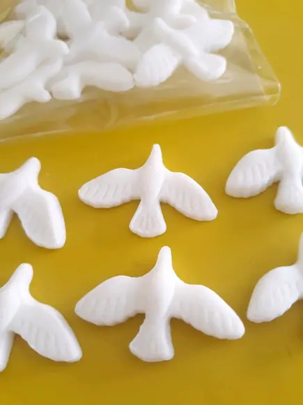 12 Pombas de Açúcar para Doces e Chocolates Batizado