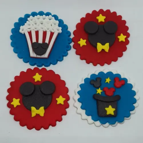 15 Apliques de Açúcar 6cm Circo Mickey