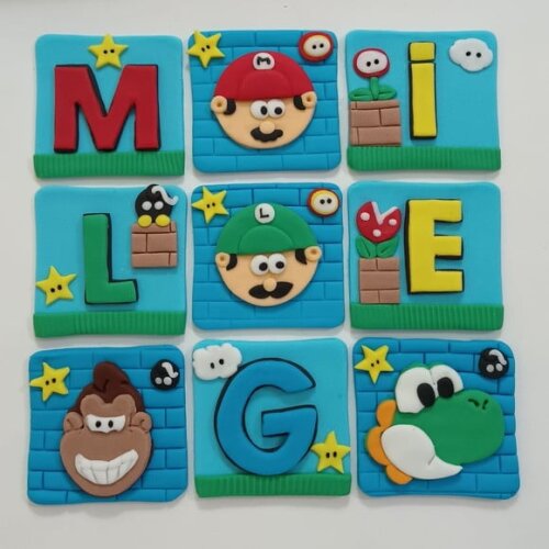 Confeitos de Açúcar 6x6cm Super Mario Bros