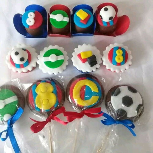 Kit 40 Apliques de açúcar Para Doces Futebol
