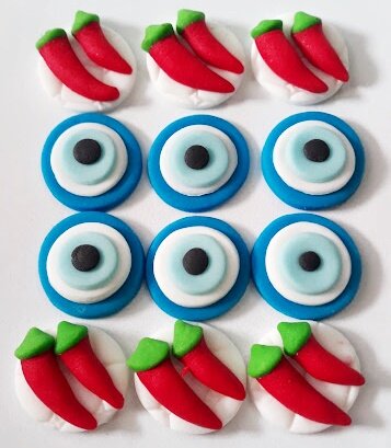 Confeitos de Açúcar 3cm Olho Grego Pimenta