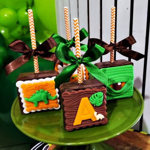 Confeitos de Açúcar 6x6cm Dinossauros
