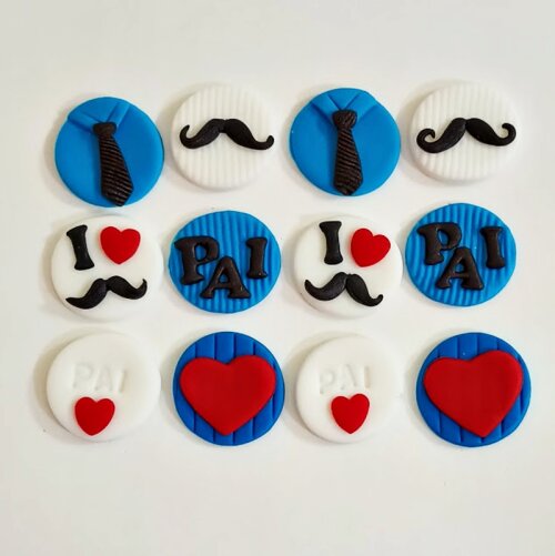 Apliques de Açúcar 3cm Dia dos Pais para decorar brigadeiros