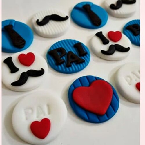 Apliques de Açúcar 3cm Dia dos Pais para decorar brigadeiros