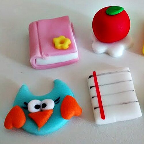 Apliques de Açúcar 3cm ABC Formatura Professores para decorar doces