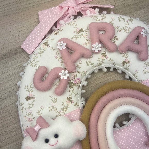 Enfeite de Porta Maternidade Chuva de Amor - Arco Íris