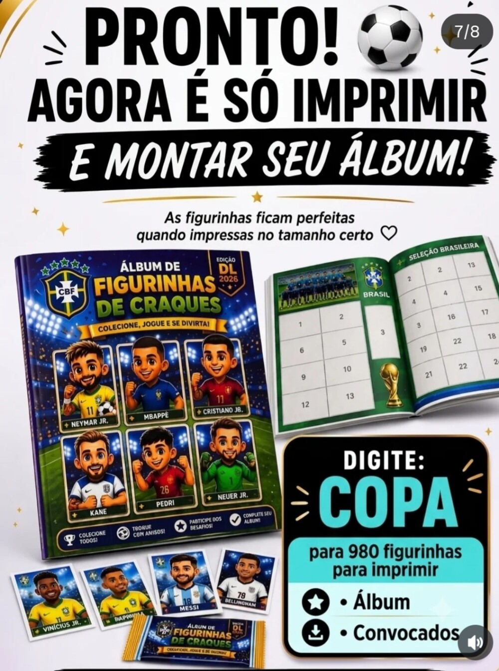 COPA! ALBUM DA COPA 2026 - PDF PARA IMPRIMIR 980 FIFURINHAS COMPL