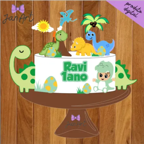 arquivo de corte topo de bolo menino dino