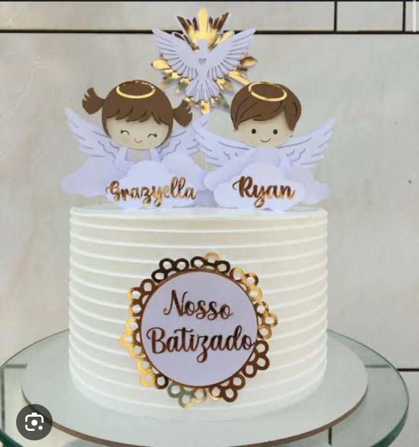 Arquivo Topo de Bolo  Batismo casal Anjinhos