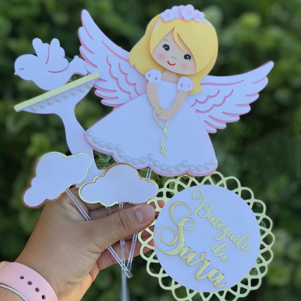 Arquivo Topo de Bolo Menina Anjo Loira