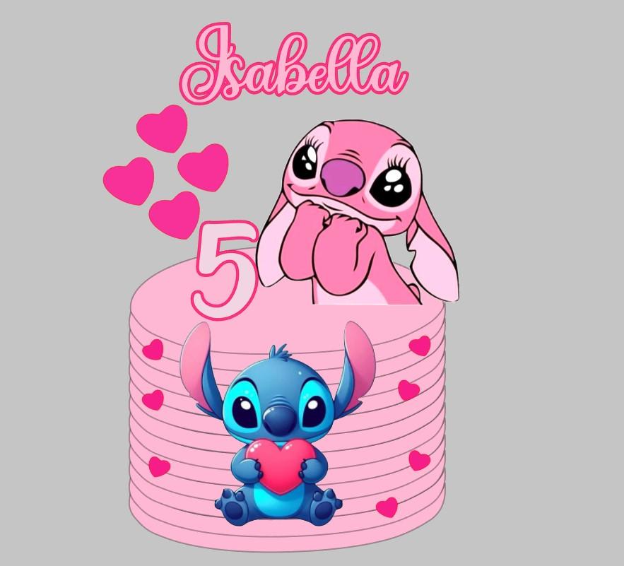 Arquivo de corte Topo de Bolo Stitch e Angel Love
