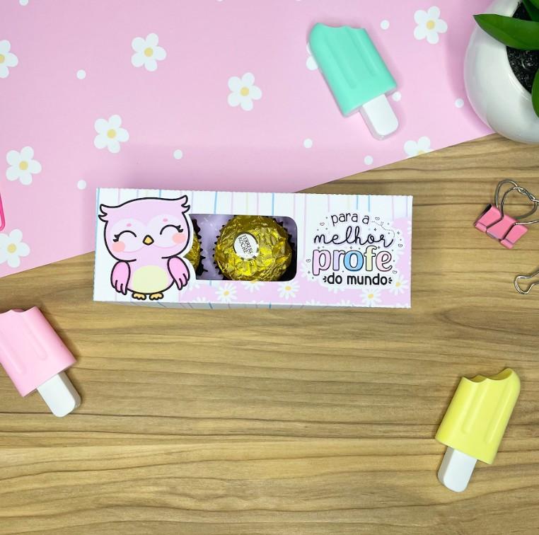 Arquivo de Corte Caixinha 3 ferreros ou docinhos Dia dos Professo