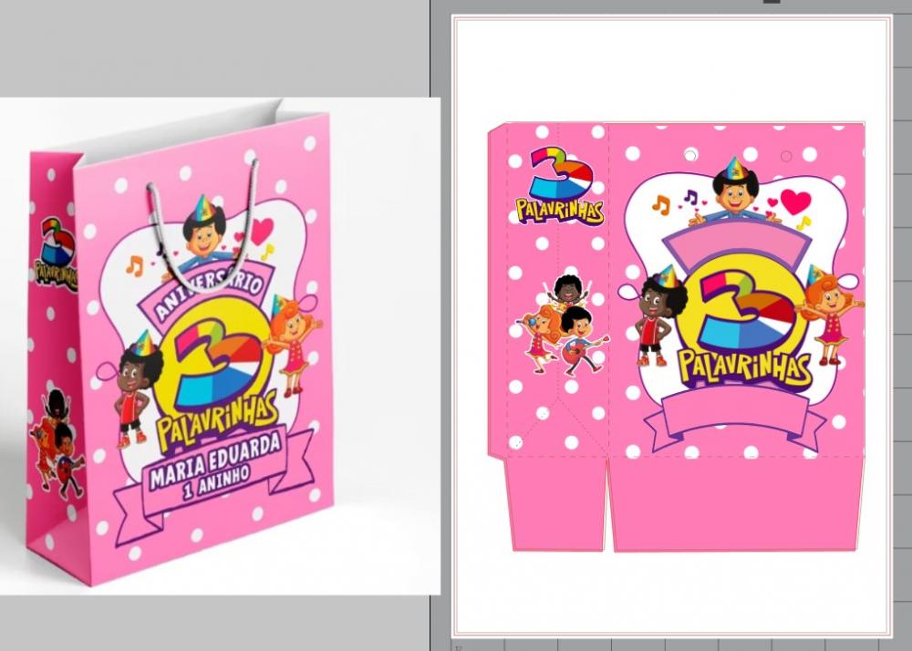 Arquivo de Corte sacolinha menina três Palavrinhas