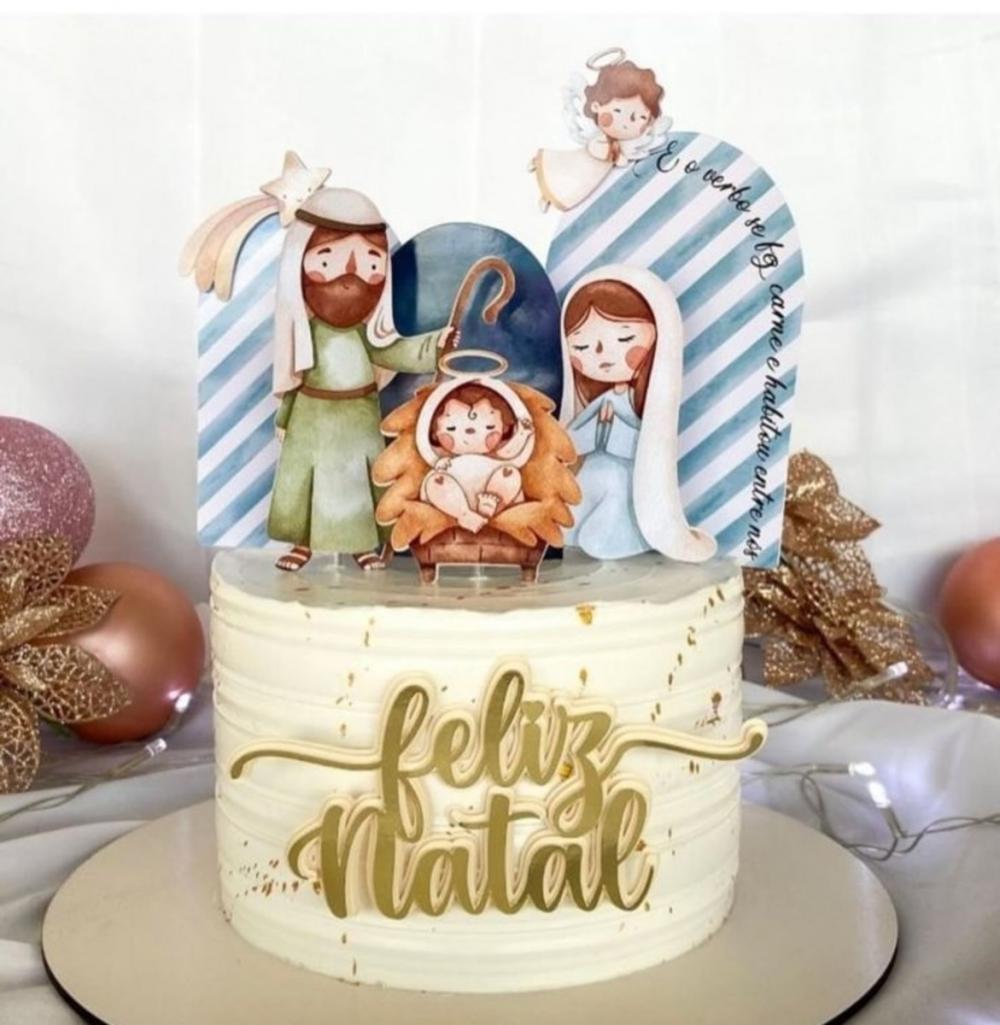 Arquivo de Corte topo de Bolo Presépio natal