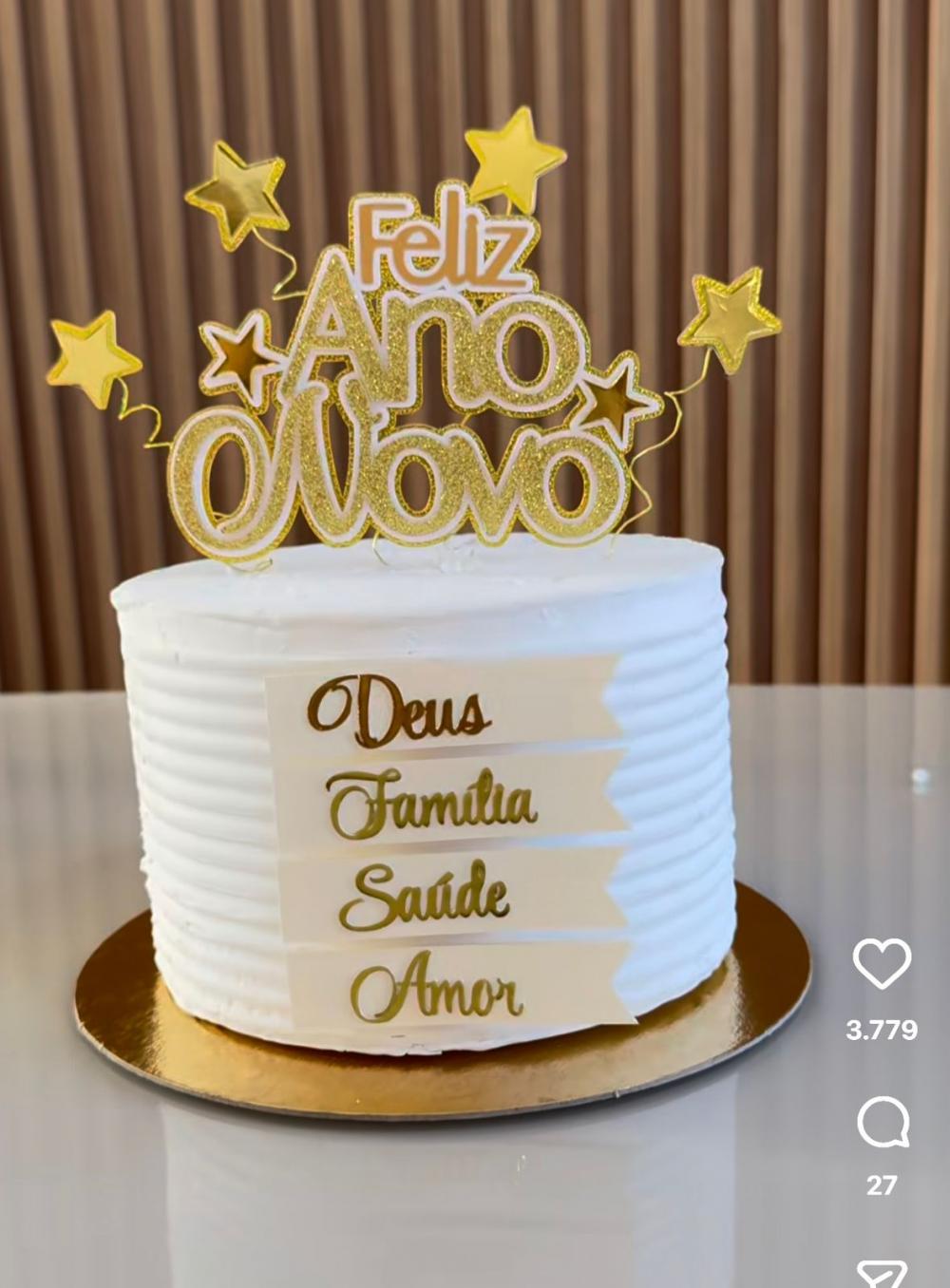 Arquivo de corte topo de bolo mensagem ano novo