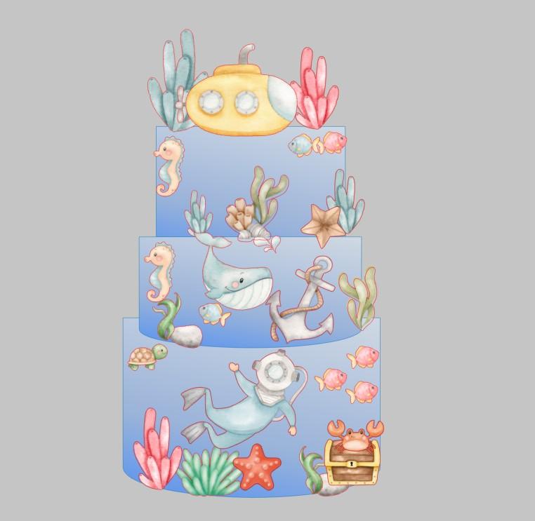 Arquivo de Corte topo fundo do mar aquarela