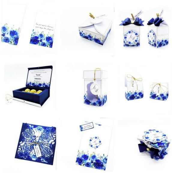 Arquivos de Corte Kit Casamento Floral Azul