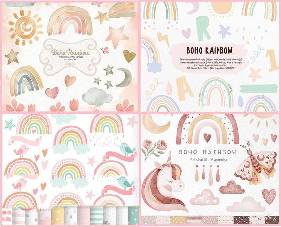 Arquivo Digital Combo Kits Boho Rainbow