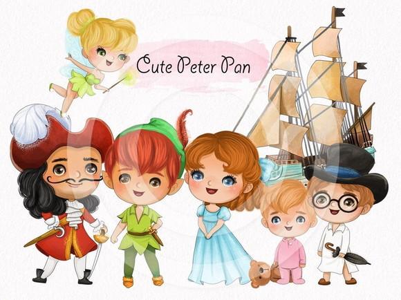 Arquivo Digital Peter Pan Cute Aquarela