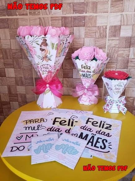 Arquivos de Corte Caixa Buque Dia das Mães Formato Studio