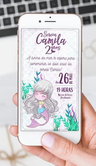Convite Digital Sereia em Png e pdf