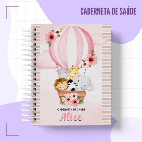 Arquivo Digital Caderneta Vacinação Safari Balão Menina