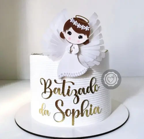 Arquivo Topo de Bolo Menina Anjo Branco