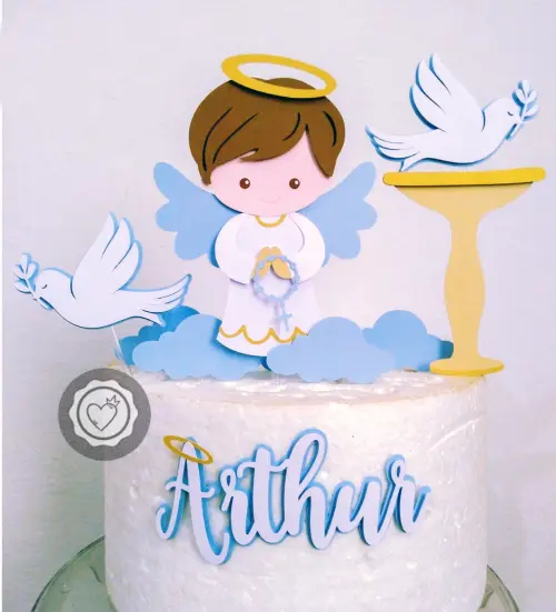 Arquivo Topo de Bolo batizado anjinho menino