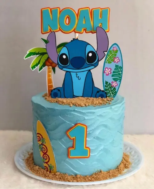 Arquivo de corte Topo de Bolo Stitch Praia