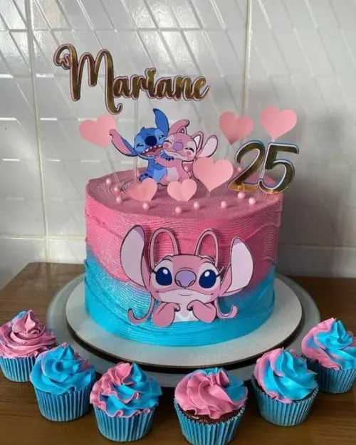 Arquivo de corte Topo de Bolo Stitch e Angel