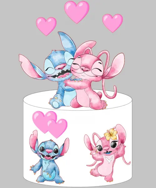 Arquivo de corte Topo de Bolo Stitch e Angel