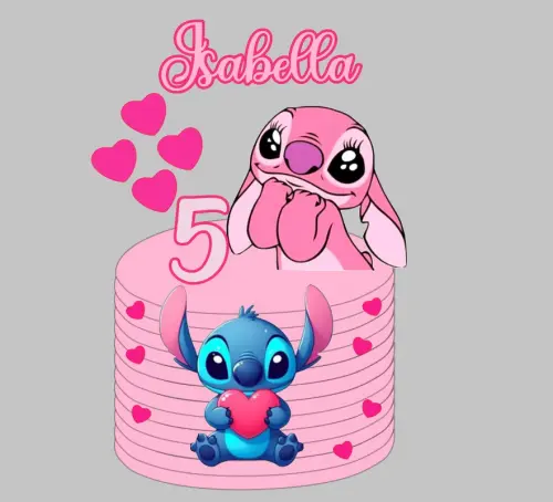 Arquivo de corte Topo de Bolo Stitch e Angel Love