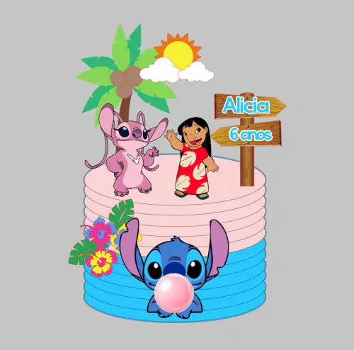Arquivo de corte Topo de Bolo Lilo Stitch e Angel