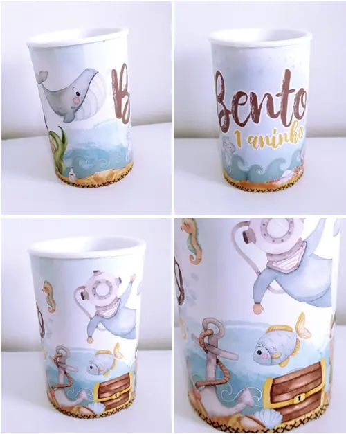 Arquivo de Corte arte para cofrinho Fundo do Mar