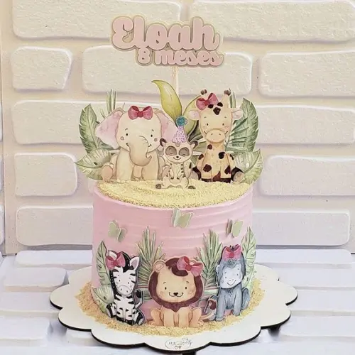 Arquivo de corte Topo de Bolo safari aquarela menina