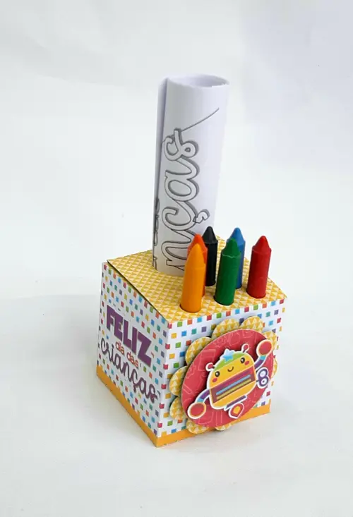 Arquivo De corte caixa cubo pintura dia das crianças