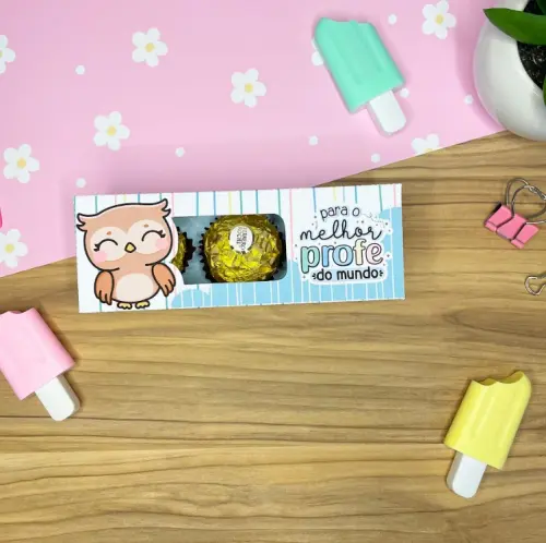 Arquivo de Corte Caixinha 3 ferreros ou docinhos Dia dos Professo